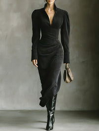 OFELIA | ELEGANT V-NECK LONG SLEEVE MAXI DRESS