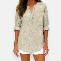 Imogen | Textured Floral Jacquard Blouse