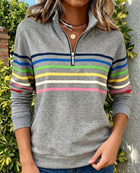 Diane | Relaxed Striped Quarter-Zip Pullover