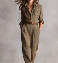 Célia | Brown Jumpsuit with Refined Details