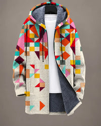 Kathy | Colourful Geometric Hooded Jacket