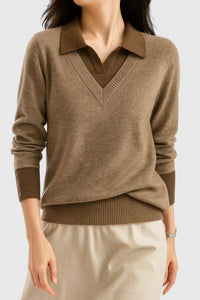 Pauline | Collared V-Neck Sweater