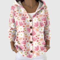 Elsa | Pink Floral Hooded Knit Jacket