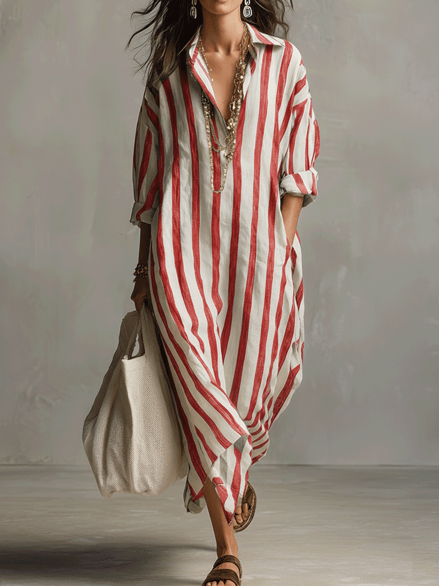 bohemia striped shirt maxi dress Casual Bohemian Style – Lyra London Brown Chevron Maxi Dress,