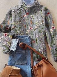 Cassia | Wildflower Embroidered Sweater