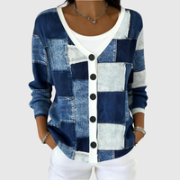 Benedetta | Blue Patchwork Check Knit Jacket