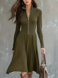 ZINNIA | ZIPPERED LONG SLEEVE DRESS WITH STRETCH FABRIC