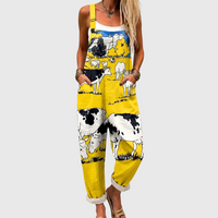 SOFT YELLOW JUMPSUIT WITH COUNTRY PRINT