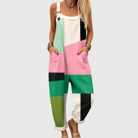 SOFT COLOR BLOCK JUMPSUIT WITH MODERN STYLE