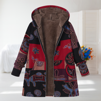 Linette | Cosy Patterned Hooded Coat