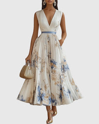 Paz™ | Timeless Floral Pleated Maxi Dress