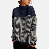 Elise | Herringbone Turtleneck Sweater