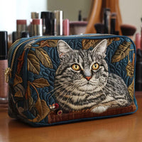 Bright Whiskers Quilted Makeup Bag