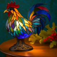 Stained-Glass Rooster Lamp