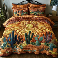 3-Piece Quilted Bedding Set – Sunrise Over the Cacti