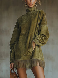 Gabrielle | High-Neck Dress with Fringe