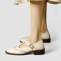 Odette | Perforated T-Bar Shoes