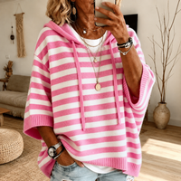 Emilie – Pink Striped Poncho Sweater