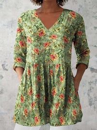 Sara | Long Blouse with V-Neck