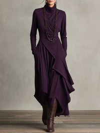 Arielle | Vintage Asymmetric Roll-Neck Dress