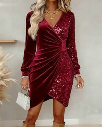 Briar | Shimmering V Neck Midi Dress
