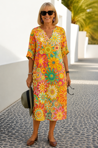 Nira | Vibrant Floral Midi Dress
