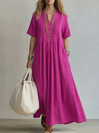 DILETTA | Pleated Cotton Midi Dress