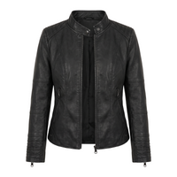 Graziana | Biker Jacket with Stand Collar and Quilted Shoulders
