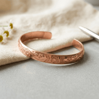 Frederica | Floral Engraved Copper Cuff