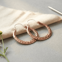 Lorna | Hammered Crescent Copper Hoops