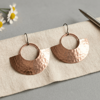 Una | Hammered Fan Copper Earrings