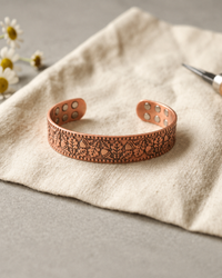 Harriet | Leaf Motif Wide Copper Cuff