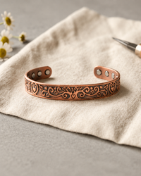 Philippa | Engraved Sphere-End Copper Bracelet