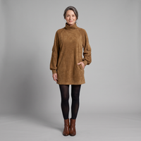 Amelia | Women's Oversized Turtleneck Suede Mini Dress with Cargo Pockets