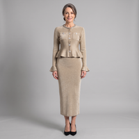 Abigail | Women's Shimmer Knit Peplum Two-Piece Co-Ord with Crystal Detail