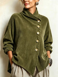 Olivia | The Corduroy Button-Up Top in Olive Green