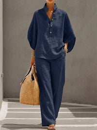 GEORGINA | Linen Set with Batwing Sleeves