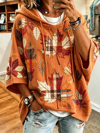 Olive | Autumn Leaf Print Hoodie