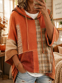 Constance | Autumn Tone Patchwork Print Hoodie