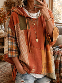 Rosemary | Autumn Patchwork Print Hoodie