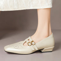 Pauline | Perforated Double-Strap Mary Janes