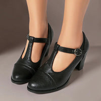 Sandrine | Perforated T-Bar Court Shoes