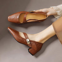 Juliette | Square-Toe Mary Janes with Gold Horsebit