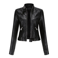 Luana | Cropped Biker Jacket with Stand Collar